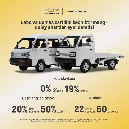 Labo va Damas xaridini kechiktirmang - qulay shartlar ayni damda!